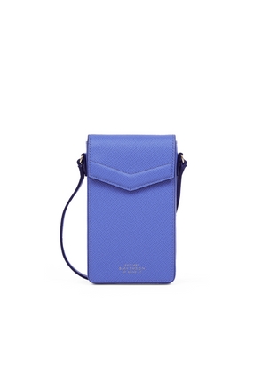 Smythson Envelope Phone Case Crossbody In Panama In Ultra Violet