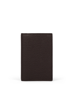 Smythson 6 Card Slot Folded Card Holder In Ludlow In Dark Brown