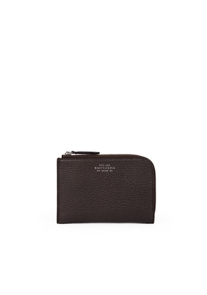 Smythson Small Flat Pouch In Ludlow In Dark Brown