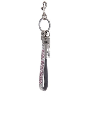 Balenciaga Charm Balen Strass Keychain in Smoke Grey & Pink - Metallic Silver. Size all.