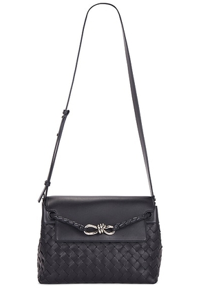 Bottega Veneta Small Andiamo Messenger Avenue in Nocturnal & Vintage Silver - Black. Size all.