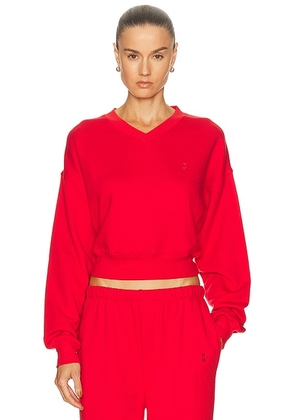 Eterne Cropped V-Neck Sweatshirt in Rouge - Red. Size L (also in M, XL, XS).