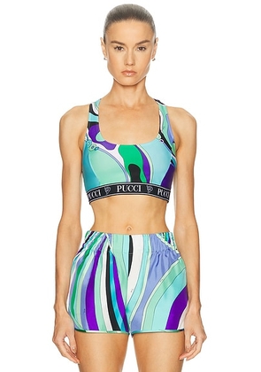 Emilio Pucci Sports Bra in Verde & Lilla - Blue. Size L (also in S, XL, XS).