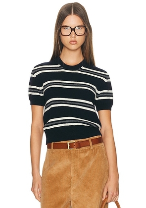 &Daughter Wicklow Stripe T-Shirt in Navy Stripe - Navy. Size L (also in ).