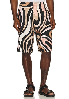 Emilio Pucci Cotton Popeline Shorts in Nero & Nude - Black,White. Size L (also in M, S, XL/1X).