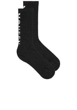 McQueen Logo Socks in Black & White - Black. Size L (also in M, S).