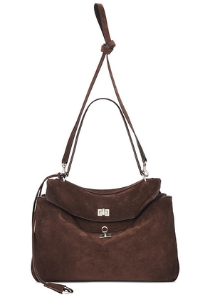 Balenciaga Rodeo Medium Suede Top Handle Bag in Light Espresso - Brown. Size all.