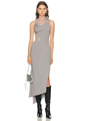 Coperni Lace Flower Gown in Grey - Grey. Size M (also in S).