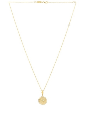 AZLEE Elefante Small Pave Coin Necklace in 18k Yellow Gold & Diamond - Metallic Gold. Size all.