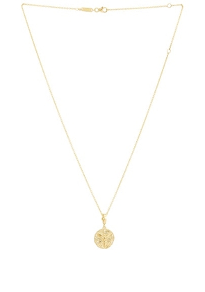 AZLEE Revival Phoenix Rising Small Coin Necklace in 18k Yellow Gold & White Diamond - Metallic Gold. Size all.