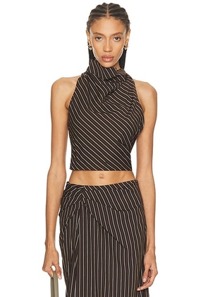 A.L.C. Lillian Top in Ganache Stripe - Brown. Size 0 (also in 2, 6, 8).