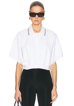 Alexander Wang Relaxed Cropped Cinched Polo Top in White - White. Size L (also in M, S, XS).