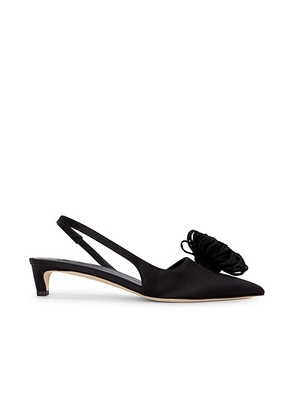 By Malene Birger Laiolo Satin Slingback Pump in Black - Black. Size 36 (also in 37, 38, 39, 40, 41).