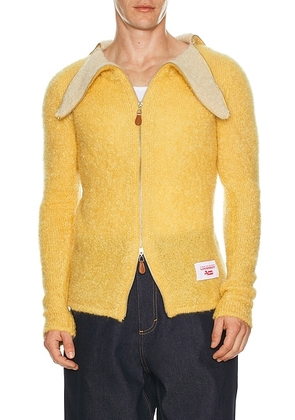 Charles Jeffrey LOVERBOY Mohair Banana Zip Jumper in Yellow - Yellow. Size L (also in M).