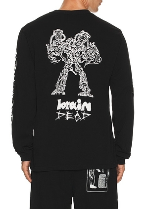 Brain Dead Skull Mech Long Sleeve Tee in Black - Black. Size S (also in ).
