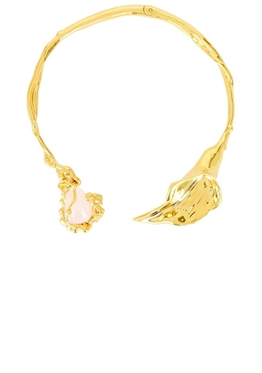 Chloe Cuff Necklace in Gold & Pink - Metallic Gold. Size all.