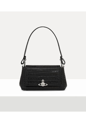 Vivienne Westwood Hazel Medium Handbag Emboss Croc Leather Black