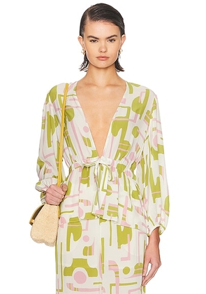 ADRIANA DEGREAS Tie Front Top in Unique - White. Size L (also in S, XS).