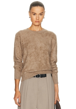 Enza Costa Longhair Cashmere Easy Crewneck Sweater in Walnut - Brown. Size L (also in ).