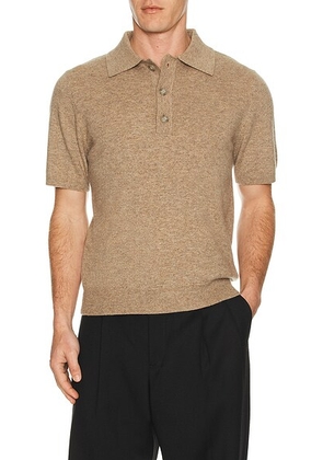 Entire Studios Short Sleeve Knit Polo in Camel - Brown. Size M/L (also in XS/S).