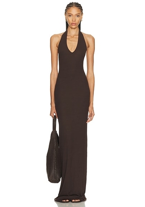 Eterne Halter Maxi Dress in Espresso - Brown. Size L (also in M, S, XL, XS).