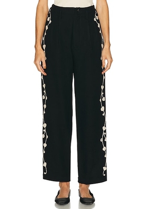 BODE Snowdrop Applique Murray Trouser in Black - Black. Size 25 (also in 26, 27, 28, 29, 30).
