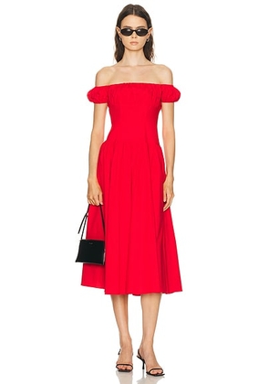 CAROLINE CONSTAS Augusta Drop Waist Maxi Dress in High Risk Red - Red. Size M (also in S, XS).