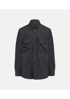 Vivienne Westwood Achilles Overshirt Co. Linen Chambray Navy Blue L Men