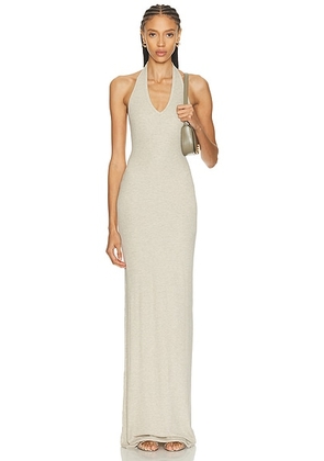 Eterne Halter Maxi Dress in Heather Oatmeal - Neutral. Size L (also in M, S, XL, XS).