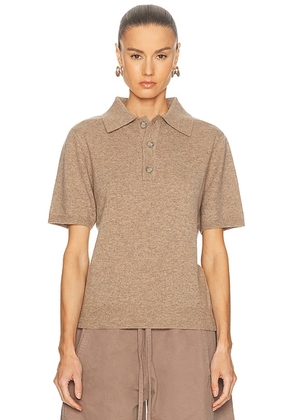 Entire Studios Short Sleeve Knit Polo Top in Camel - Tan. Size M/L (also in XS/S).