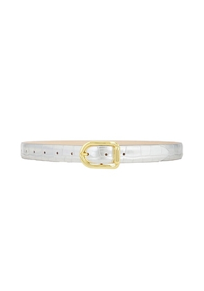 DEHANCHE Mija Mirror Croc Belt in Silver Croco & Gold - Metallic Silver. Size L (also in M, S, XS).