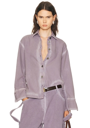 THE ATTICO Bomber Shirt Jacket in Mauve Fade - Mauve. Size 36 (also in 38, 40, 42, 44).