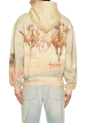 Amiri Horses Oversized Hoodie in Multi - Beige. Size L (also in M, S, XL/1X, XXL/2X).