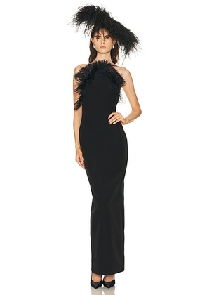 THE ATTICO Feather Gown in Black - Black. Size 36 (also in 38, 40, 42).