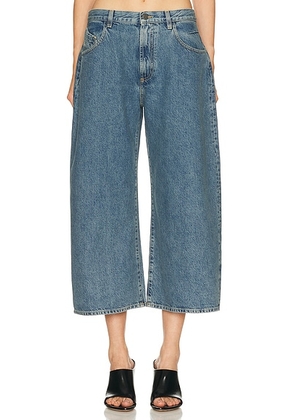 THE ATTICO Curved Short Leg in Sky Blue - Blue. Size 24 (also in 25, 26, 27, 28, 29, 31).