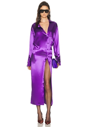 THE ATTICO Midi Satin Dress in Dark Violet - Purple. Size 36 (also in 38, 42, 44).