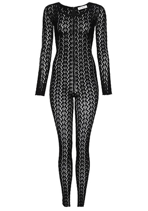 ALAÃA Long Sleeve Catsuit in Noir Alaia - Black. Size 34 (also in 40).