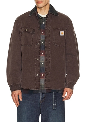 Carhartt WIP Mitch Shirt Jacket in Palisander & Black Dusky Canvas - Brown. Size L (also in XL/1X).