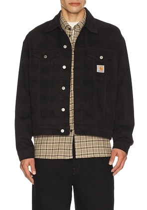Carhartt WIP Everson Trucker Jacket in Everson Print Black Palisander Garment Dyed - Black. Size L (also in M).
