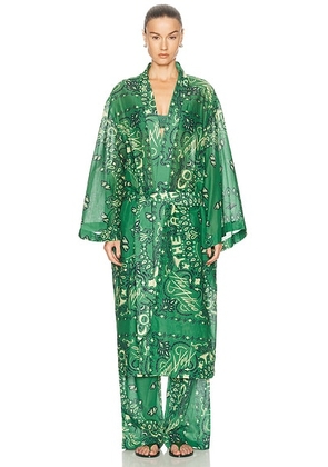 THE ATTICO Kimono in Bandana Print - Green. Size 38 (also in 42, 44).