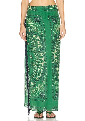 THE ATTICO Sarong in Bandana Print - Green. Size all.