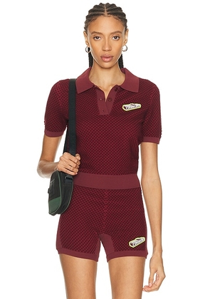 Casablanca Bubble Jacquard Polo Shirt in Burgundy - Burgundy. Size L (also in M, S, XS).