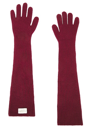 Comme Si Cashmere Long Gloves in Maroon - Burgundy. Size all.