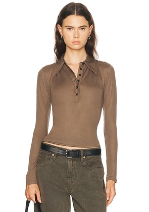Citizens of Humanity Shaea Polo Shirt in Cocoa - Brown. Size L (also in M, S, XL, XS).