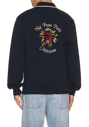 Drôle De Monsieur Dr&ocirc;le De Monsieur Polo Slogan Rose in Navy - Navy. Size L (also in M, S, XL/1X, XXL/2X).