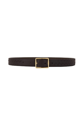 Bottega Veneta Reverso Belt in Dark Barolo  Nocciola  & Muse Brass - Chocolate. Size 70 (also in 75, 85).