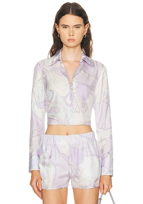 Emilio Pucci Long Sleeve Shirt in Lavender - Lavender,Cream. Size 38 (also in 42, 44).