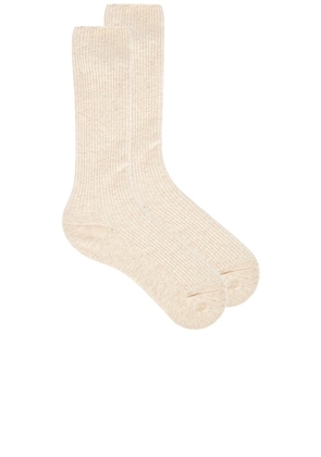 Eterne Classic Rib Socks in Heather Oatmeal - Beige. Size all.