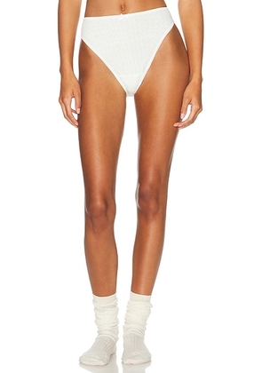 Helsa Pointelle High Cut Panty in White - White. Size S (also in XL, XXS).