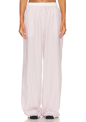 Helsa Wide Stripe Poplin House Pants in Mauve Stripe - Mauve. Size XL (also in ).